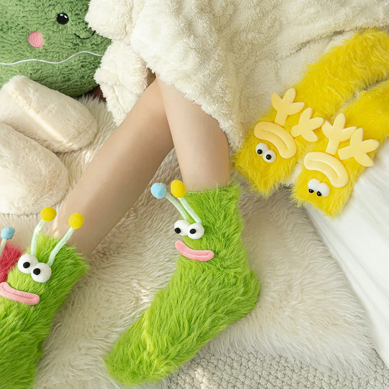 Cozy Monster Fleece Socks for Women - Warm & Fluffy Winter Comfort