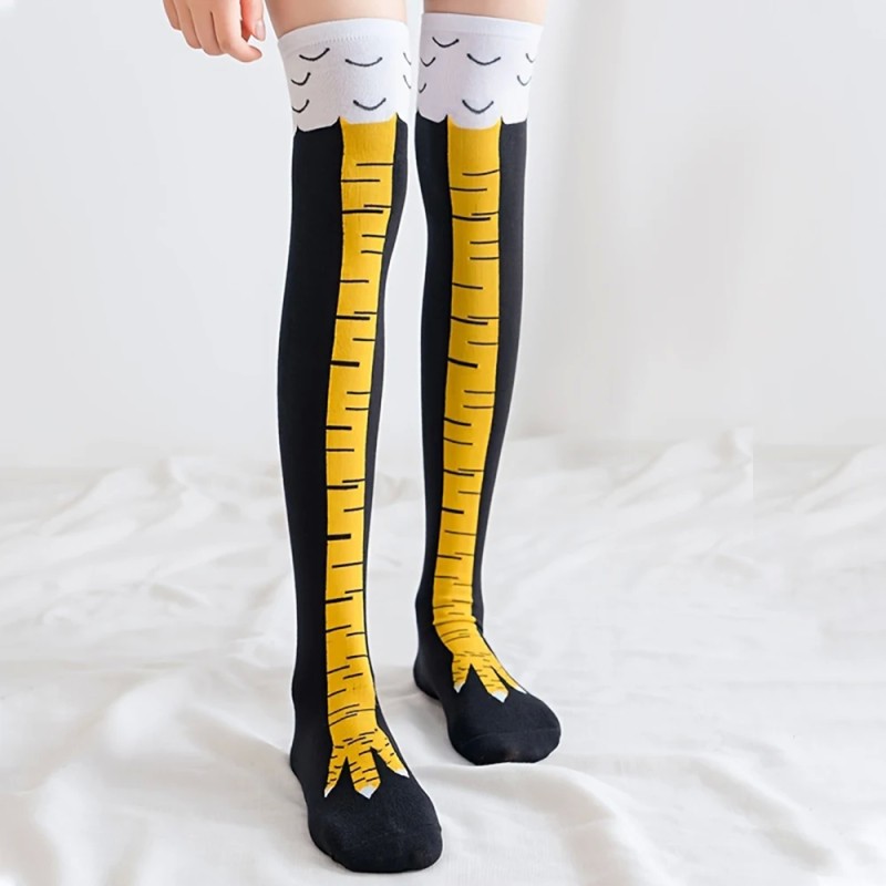Funny Chicken Claw Print Knee High Socks for Women