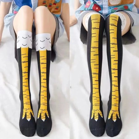 Funny Chicken Claw Print Knee High Socks for Women