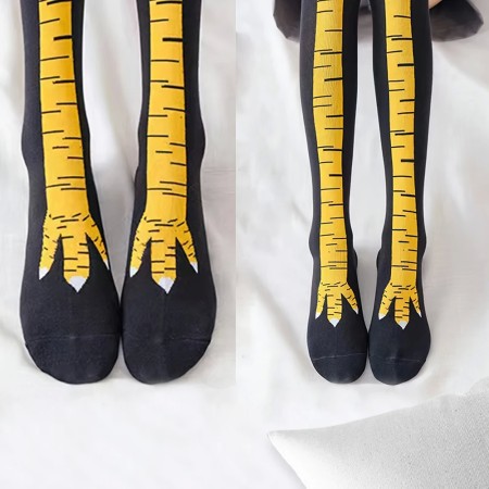 Funny Chicken Claw Print Knee High Socks for Women