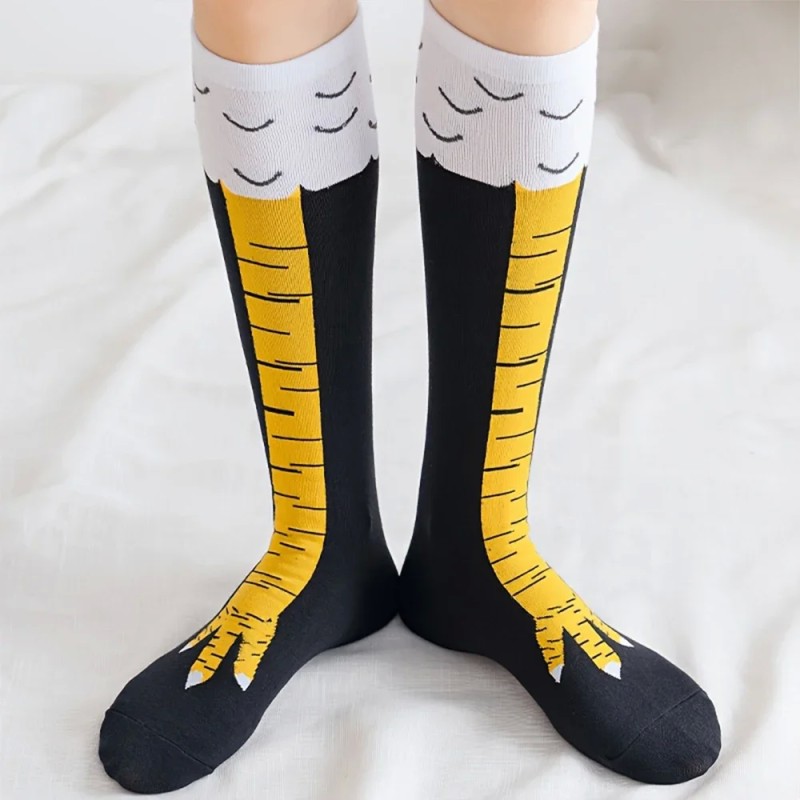 Funny Chicken Claw Print Knee High Socks for Women