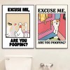 Funny Black Cat Toilet Humor Poster - Quirky Bathroom Wall Art