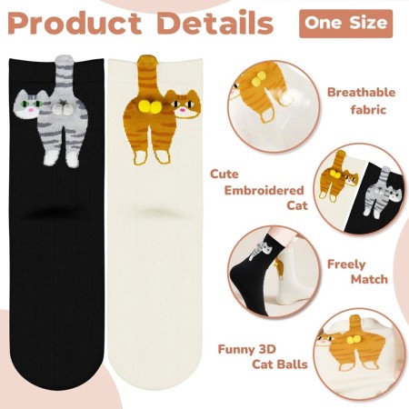 4 Pairs of Women’s Funny Cat Socks – Mid Tube Winter Style