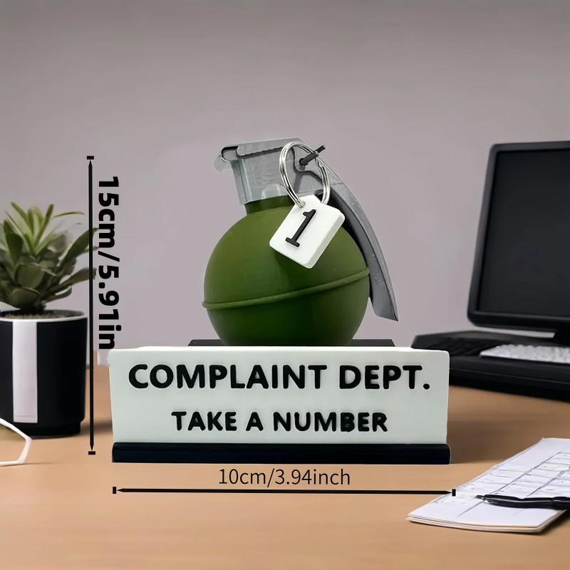 3D Printed Complaint Department Desk Sign - Funny Office Decor