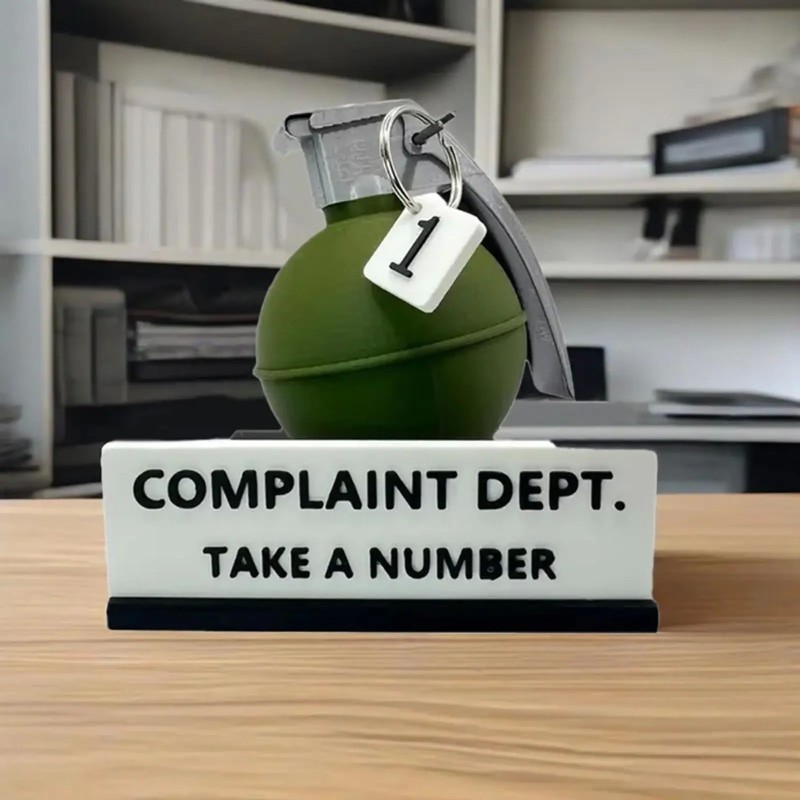 3D Printed Complaint Department Desk Sign - Funny Office Decor