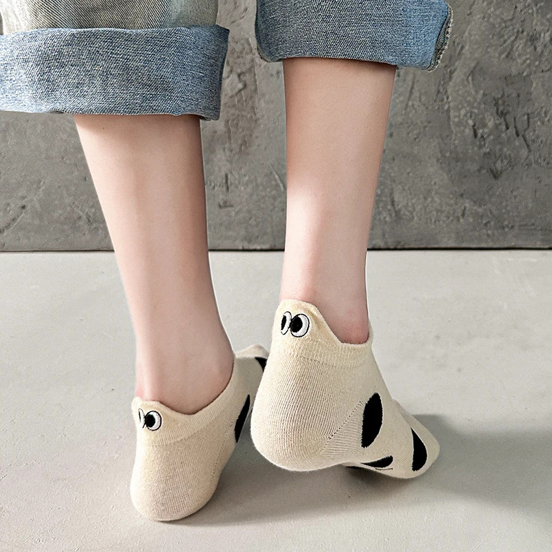 5 Pairs Women's Cute Cotton Ankle Socks - Striped & Dots